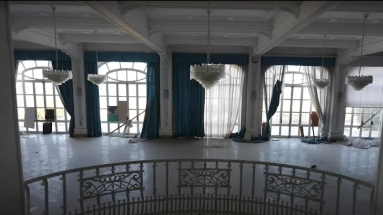 Dazzling ballroom, luxury chandeliers and pricey marble statues made the palace a place of luxury in the 1920s and 30s. Picture: YouTube/abandonedcentral