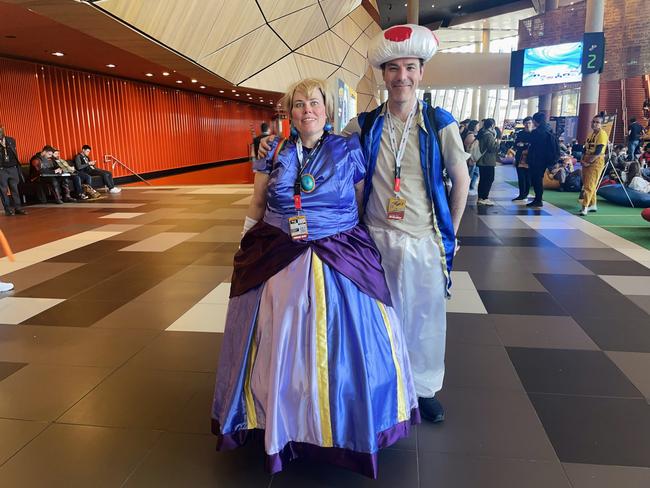 The PAX Aus Convention at the Melbourne Convention and Exhibition Centre (MCEC) on Saturday, October 12, 2024: Lisa Barmby-Spence and Kenneth Barmby-Spence. Picture: Jack Colantuono