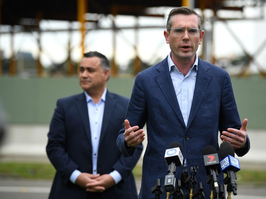 NSW Treasurer Dominic Perrottet speaks to the media. Picture: Joel Carrett/AAP