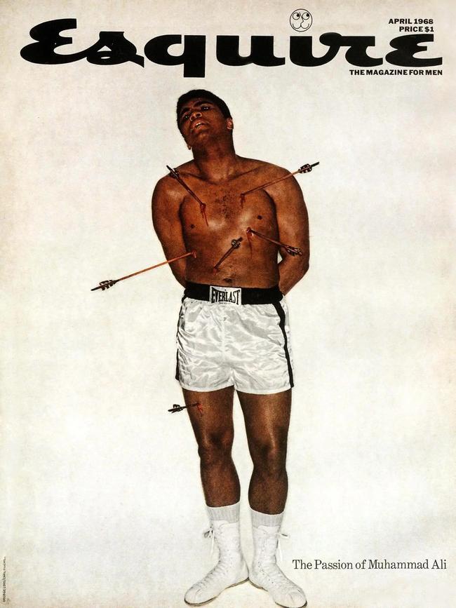 The April 1968 Esquire magazine cover featuring Muhammad Ali as a martyr. Credit: Carl Fischer