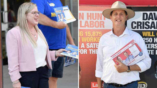 LNP candidate for Caloundra Kendall Morton and Labor incumbent Jason Hunt.