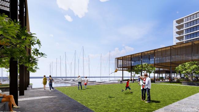 Artistic render of what the Newport Marina development would look like if approved. Image: Rothelowman