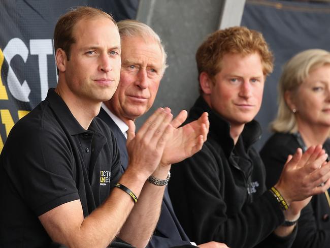 Prince William, King Charles and Prince Harry at the launch of the Invictus Games in 2014. Ten years later, the family is estranged. Picture: Getty Images