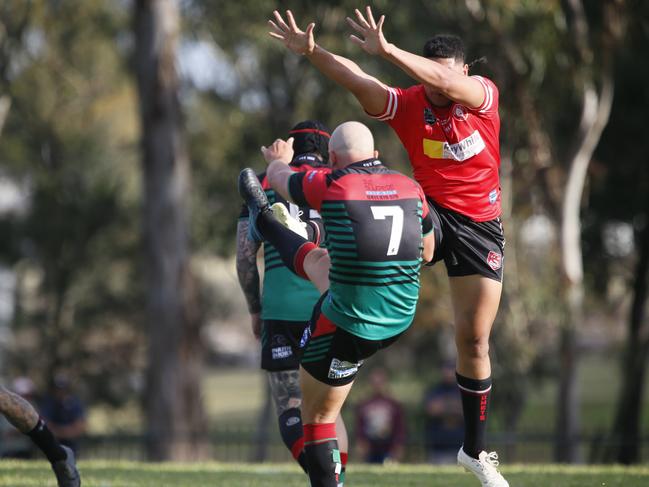 BJ Hudd launches a high ball for the Colts. Picture Warren Gannon Photography