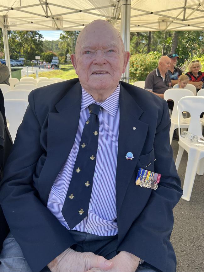 Royal Australian Air Force veteran Gordon Johnstone at the 2024 Anzac Day service at the Upper Coomera cenotaph. Picture: Keith Woods.