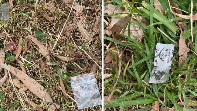 Rubbish discarded in two separate sections of the nature strip in front of Bryant Park, Greenacre. Image taken October 20, 2020. Picture: Alyce Mokrzycki