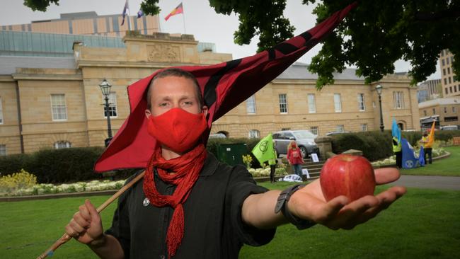 HUNGRY FOR CHANGE: Extinction rebellion protester Micah Landon-Lane embarks on 7-day hunger strike for climate change action. Picture: Kenji Sato