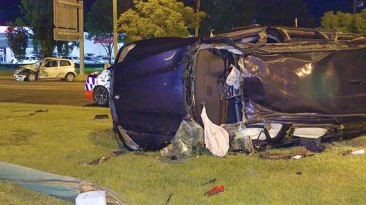 A man was flown to Gold Coast University Hospital following a high speed two car crash following a police pursuit in Bent Street, South Grafton on Saturday, February 19. Picture: Frank Redward