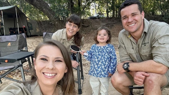 Bindi with her mother Terri, daughter Grace Warrior and husband Chandler Powell. Picture: Instagram