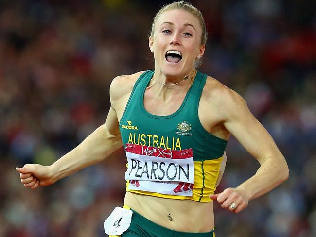 Sally Pearson winning gold at the Glasgow Games.