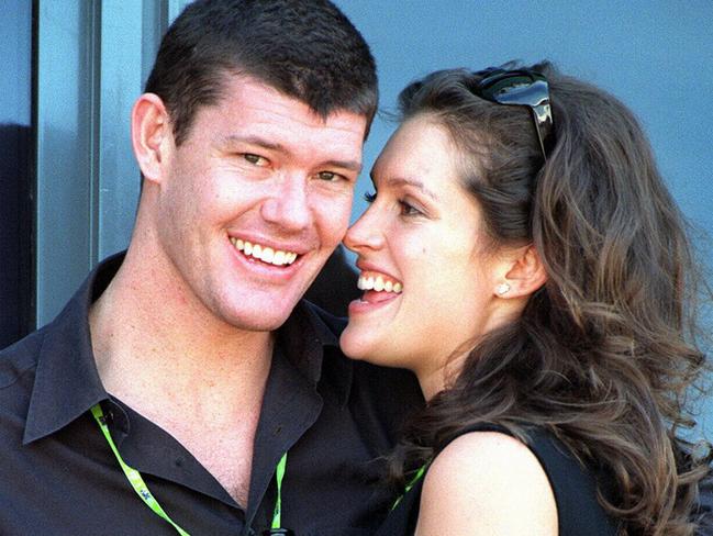 James Packer with his former fiancee Kate Fischer in 1998.