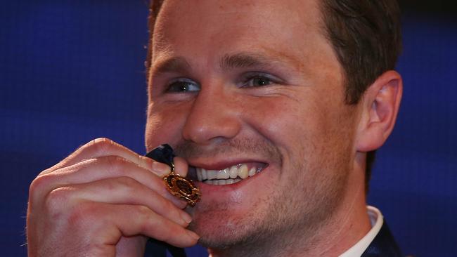 Patrick Dangerfield with the Brownlow Medal in 2016.