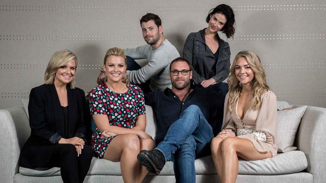 Home and away cast, from left, Emily Symons, Sophie Dillman, Jackson Heywood, Jake Ryan, Kestie Morasi and Sam Frost. Picture: Jake Nowakowski