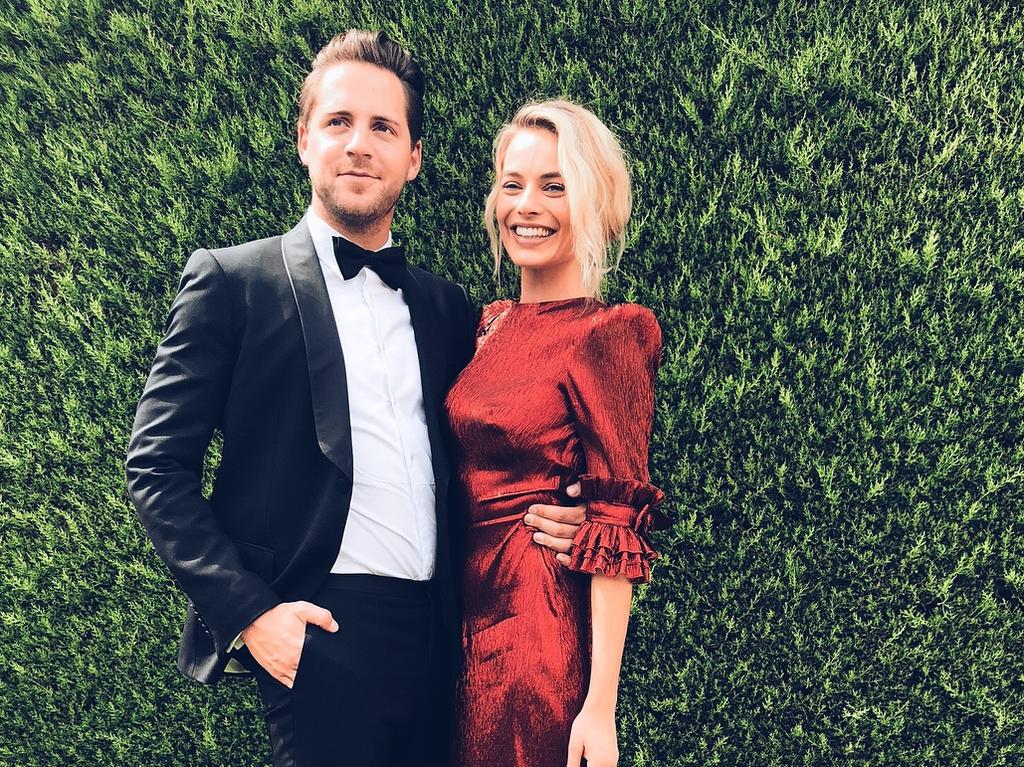 Margot Robbie pictured with husband Tom Ackerley. Picture: Instagram @alpha_meows