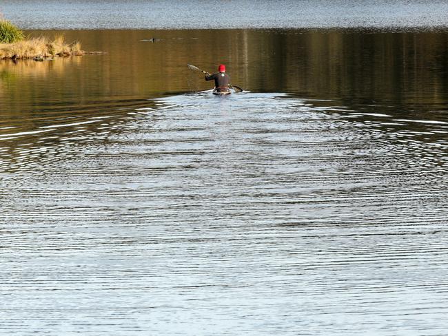 A kayaker on Wentworth Falls Lake.