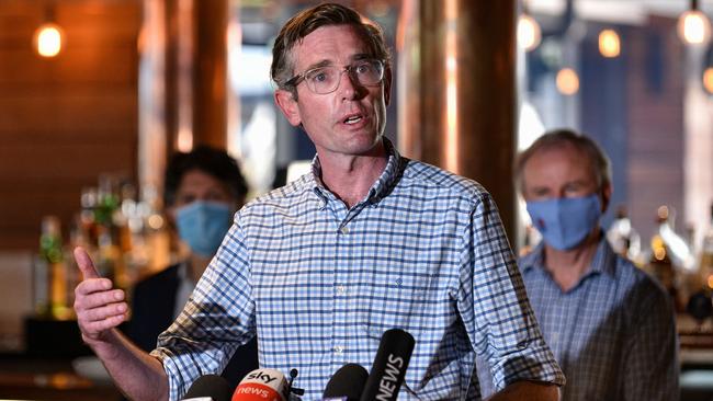 Mr Perrottet speaks at press conference at the Marsden Brewhouse in Marsden Park, Sydney. Picture: NCA NewsWire / Flavio Brancaleone