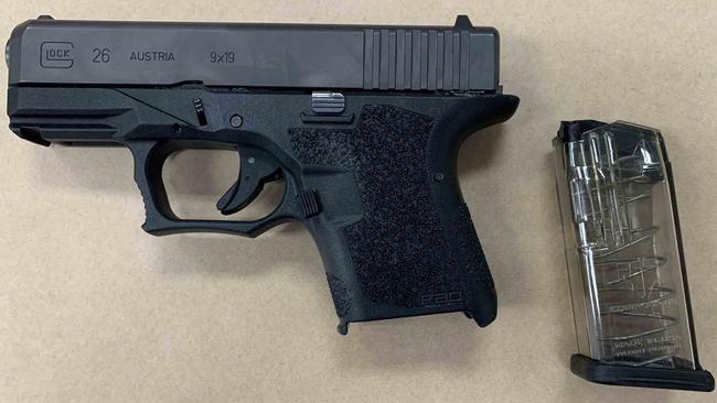 The Glock allegedly found at the house. Picture: Police Media