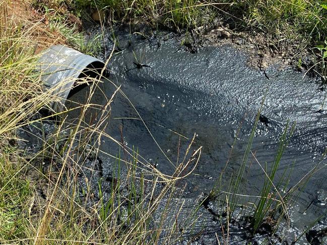 Rancid black discharge from TasWater's Campbell Town water treatment plant. Picture: Supplied