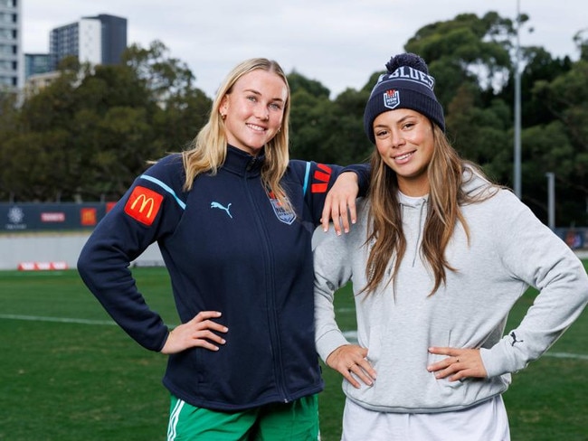 NSW Sky Blues stars Jaime Chapman (left) &amp; Taliah Fuimaono (right). Picture by Max Mason-Hubers