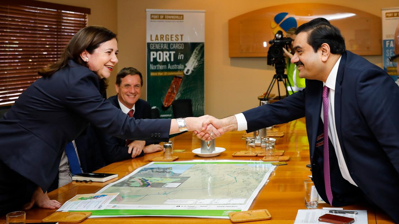 Queensland Premier Annastacia Palaszczuk meeting with Adani Group chairman Gautam Adani in December 2016. Picture: Cameron Laird/AAP