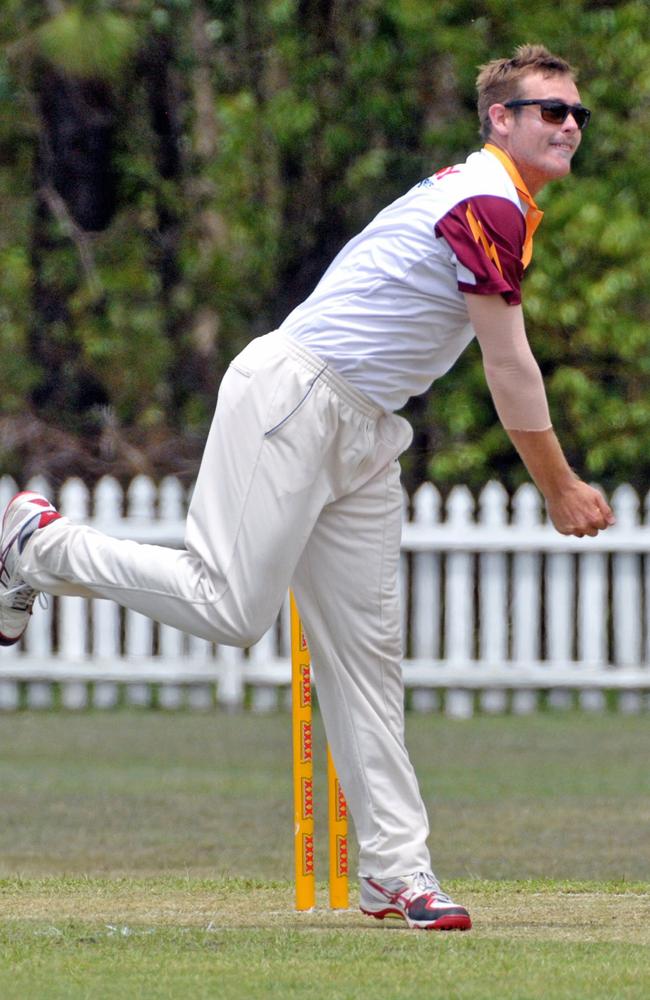 Mitch Cook bowls for Noosa back in 2014. Picture: Geoff Potter.