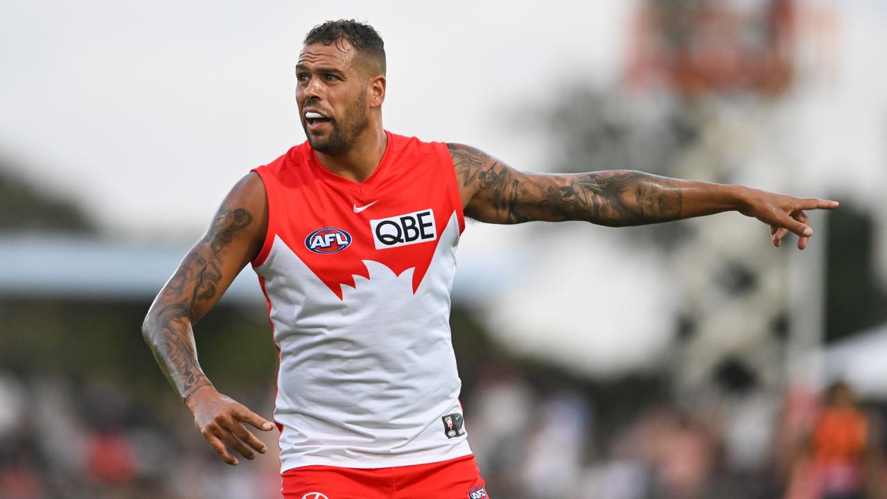 Lance Franklin kicked a goal and played three quarters against the Giants in Albury. Picture: Mark Jesser