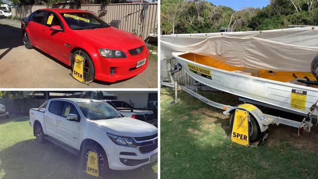 Vehicles seized by SPER in Rockhampton and Gladstone.