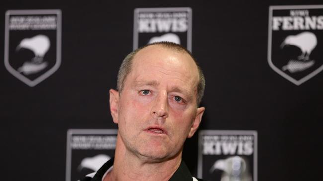 AUCKLAND, NEW ZEALAND - OCTOBER 09:  Kiwis coach Michael Maguire speaks during a New Zealand Kiwis press conference at Mt Smart Stadium on October 9, 2018 in Auckland, New Zealand.  (Photo by Phil Walter/Getty Images)