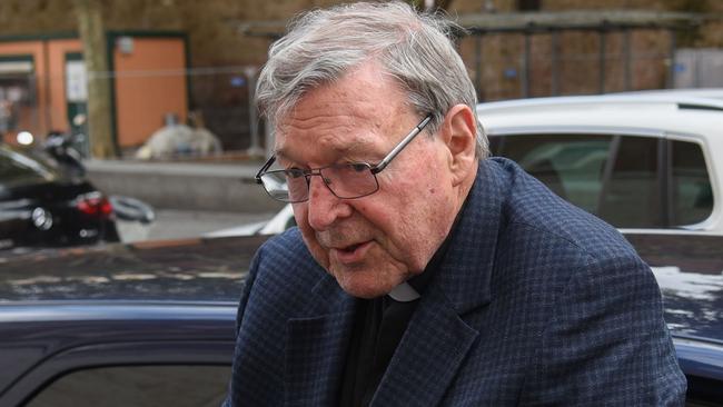 Cardinal George Pell arrives at his Vatican apartment. Picture: Victor Sokolowicz