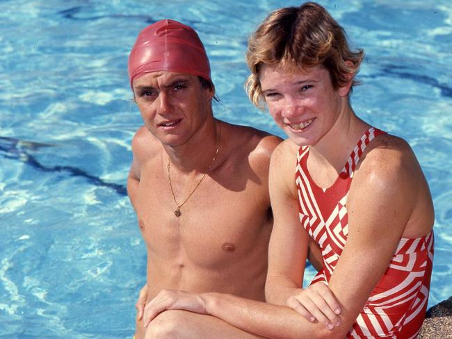 Steve Holland with a young Tracey Wickham in 1977.