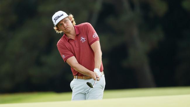 Queenslander Cameron Smith just missed a chip for birdie on the 18th at Augusta that would have put him in outright second. Picture: Patrick Smith/Getty Images