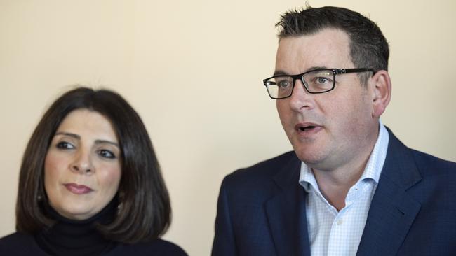 Victorian Premier Daniel Andrews with Marlene Kairouz. Picture: AAP