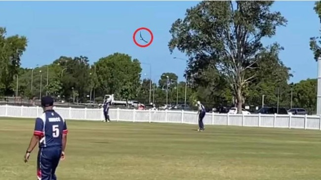 Mudgeeraba Nerang spinner Jai Kurt cops the brunt of Runaway Bay's "home field advantage". Picture: Supplied