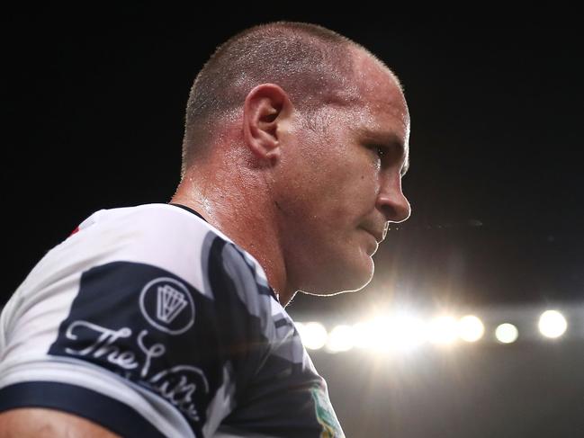 SYDNEY, AUSTRALIA - AUGUST 04:  Matt Scott of the Cowboys looks on during the round 21 NRL match between the Sydney Roosters and the North Queensland Cowboys at Allianz Stadium on August 4, 2018 in Sydney, Australia.  (Photo by Mark Metcalfe/Getty Images)