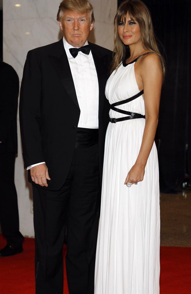 Always white on the night: Donald Trump and wife Melania at the White House Correspondents Dinner in 2011.Picture: Alex Brandon/AP