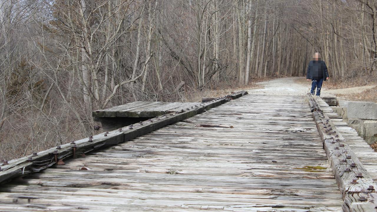 The end of the Monon High Bridge which will be forever be associated with the girls’ murders. Picture: LH/ Google.