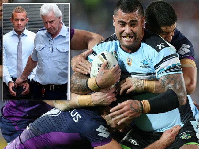 Sharks prop Andrew Fifita was fined for the message he wrote on his wrist strapping which revealed his links with one-punch killer Kieran Loveridge.