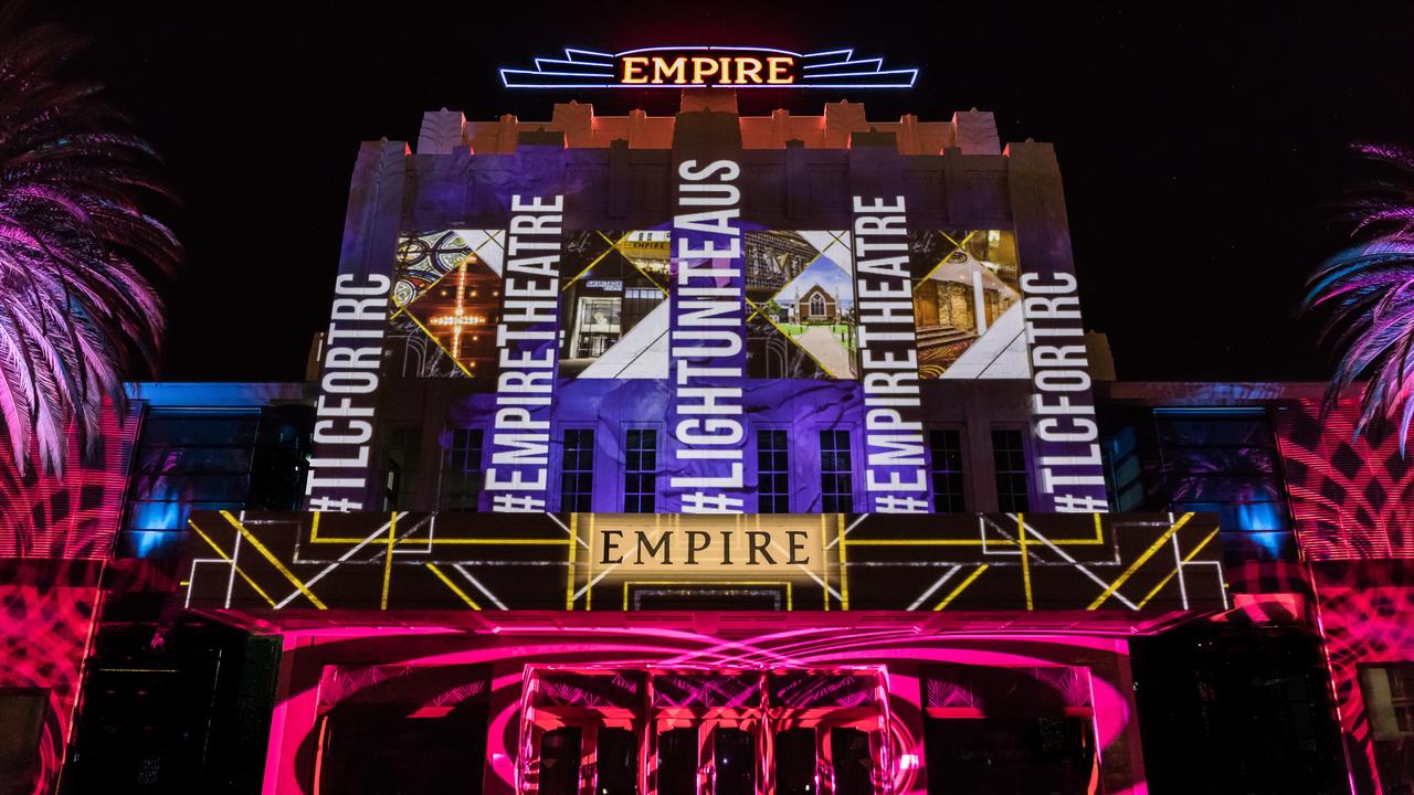 LIGHT IT UP: Toowoomba's Empire Theatre was awash with lights and special graphics for Light Unite, an entertainment industry initiative to help thank the country's health workers during the coronavirus pandemic.