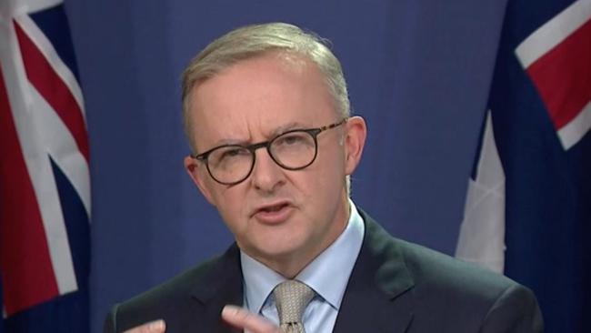 Anthony Albanese holds press conference after election announcement. Picture: Sky News