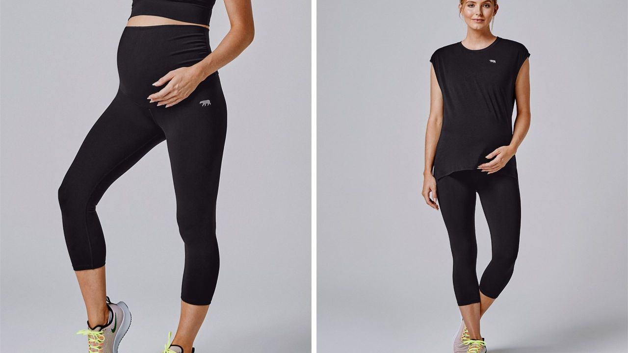 Maternity 7/8 Leggings. Pregnancy Workout Tights - Running Bare