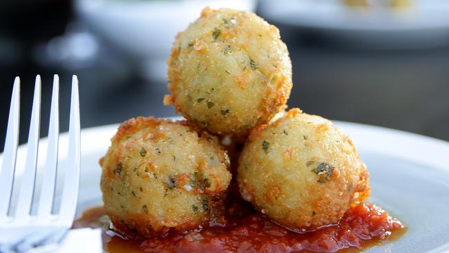 Arancini balls with tomato sugo.