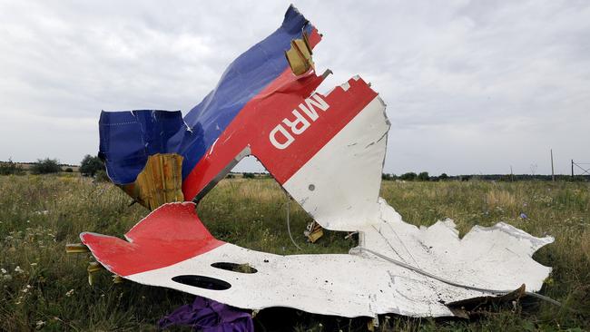 A piece of wreckage of the Malaysia Airlines flight MH17 is pictured on July 18, 2014 in Shaktarsk, the day after it crashed. Picture: AFP