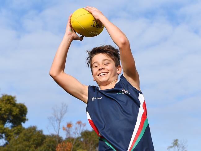 Rosanna Golf Links Primary School student Caleb Karavas has been chosen for Victoria's under 12 football team to play at the School Sport Australia championship next month. Picture: Josie Hayden