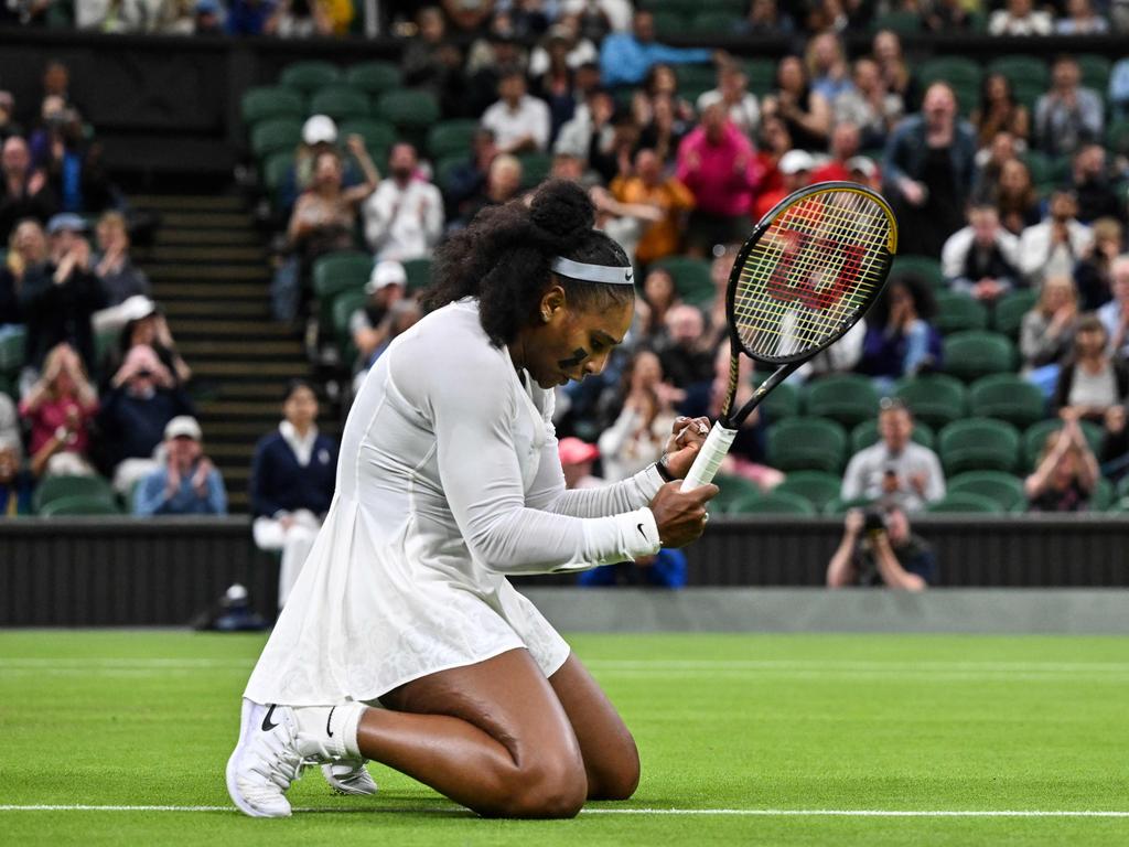 Serena Williams celebrates winning a point against France's Harmony Tan during her first round match at Wimbledon. Picture: Glyn KIRK / AFP