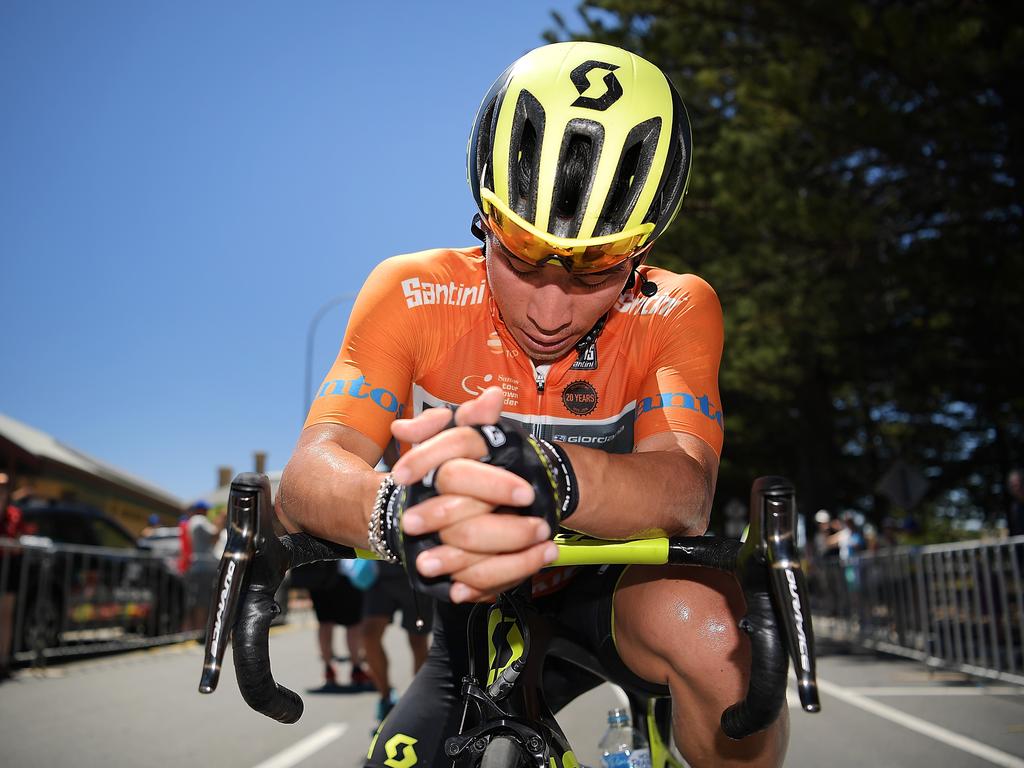 Caleb Ewan at the end of stage three. Picture: Tait Schmaal