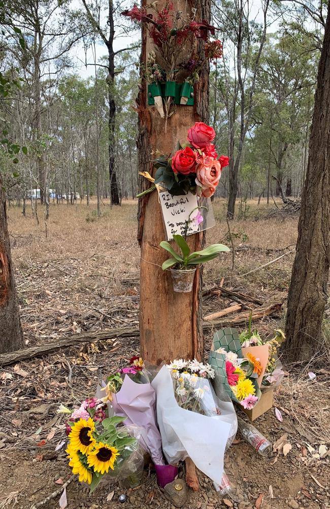 The memorial placed at the spot where Vicky McGrath died in a car crash earlier this month.