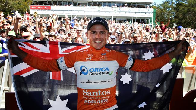 Tour Down Under - Stage 5 - McLaren Vale to Willunga Hill. Simon Gerrans regains the Ochre jersey from Cadel Evans and will wear it on the final stage on Australia Day. PIC SARAH REED.