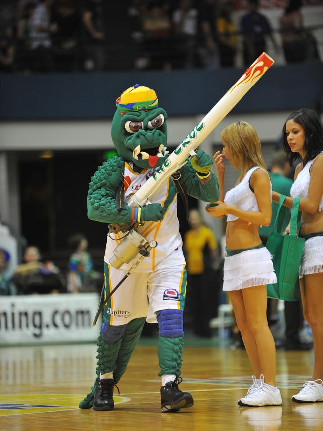 Townsville Crocodiles v Perth. The mascot the Croc.