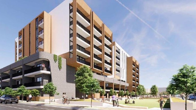 Artist impression of the apartment building which will stand where the old Le Cornu building was. Picture: Future Urban