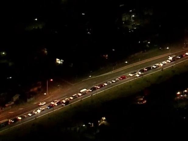 PICS: Long covid testing queues in Fairfield on the night of Tuesday 13 July 2021. Picture: ABC News